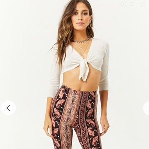 Knit tie crop top